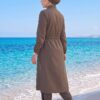 Half-Zip Adjustable Waist Modest Swimsuit Khaki – Bild 4