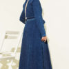 Half-Zip Shirt Collar Denim Dress Dark Blue - immagine 3
