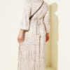 Half Placket Patterned Satin Dress Beige – Bild 3