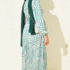 Half Placket Patterned Satin Dress Green - Afbeelding 3