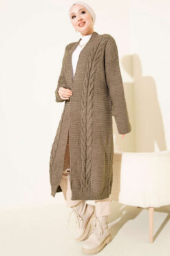 Alternative view of Textured Stripe Knit Cardigan Bronze