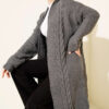 Textured Stripe Knit Cardigan Smoke
