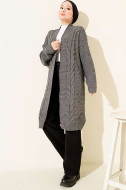 Alternative view of Textured Stripe Knit Cardigan Smoke