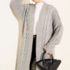 Textured Stripe Knit Cardigan Grey
