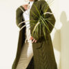 Textured Stripe Knit Cardigan Khaki