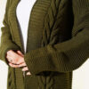 ⁦Textured Stripe Knit Cardigan Khaki⁩ - الصورة ⁦4⁩