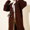 Textured Stripe Knit Cardigan Brown