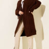 ⁦Textured Stripe Knit Cardigan Brown⁩ - الصورة ⁦2⁩