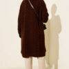 ⁦Textured Stripe Knit Cardigan Brown⁩ - الصورة ⁦3⁩