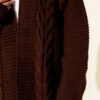 ⁦Textured Stripe Knit Cardigan Brown⁩ - الصورة ⁦4⁩