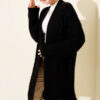 Textured Stripe Knit Cardigan Black
