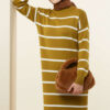 Striped Turtleneck Knit Dress Leaf Green - immagine 2
