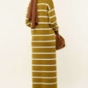 Striped Turtleneck Knit Dress Leaf Green - immagine 3