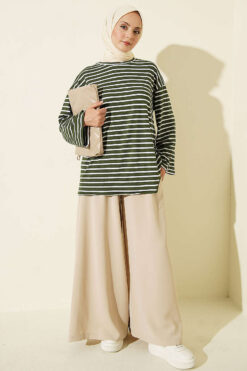Alternative view of Striped Viscose Tunic Khaki