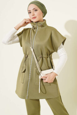 Alternative view of Hooded Scuba Two-Piece Set Oil Green