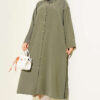 Slit Detail Tencel Long Tunic Khaki