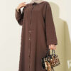 Slit Detail Tencel Long Tunic Brown - Afbeelding 2