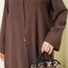 Slit Detail Tencel Long Tunic Brown - Afbeelding 4