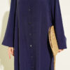 Slit Detail Tencel Long Tunic Navy Blue - الصورة 4