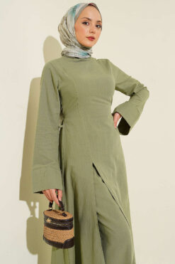 Alternative view of Split Hem Belted Linen Tunic Set Hazel