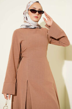 Alternative view of Split Hem Belted Linen Tunic Set Latte