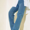 High Waist Palazzo Denim Pants with Tint Finish Light Blue – Bild 2