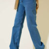 High Waist Palazzo Denim Pants with Tint Finish Light Blue – Bild 5