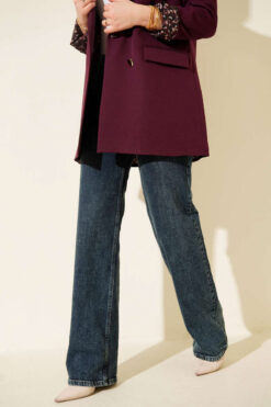 Alternative view of High Waist Palazzo Denim Pants with Tint Finish Green