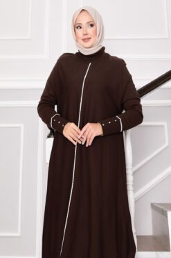 Alternative view of Elegant Lurex Striped Mevlana Knit Tunic Brown