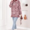 Zebra Print Knitted Sweater Burgundy – Bild 3