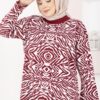Zebra Print Knitted Sweater Burgundy – Bild 2