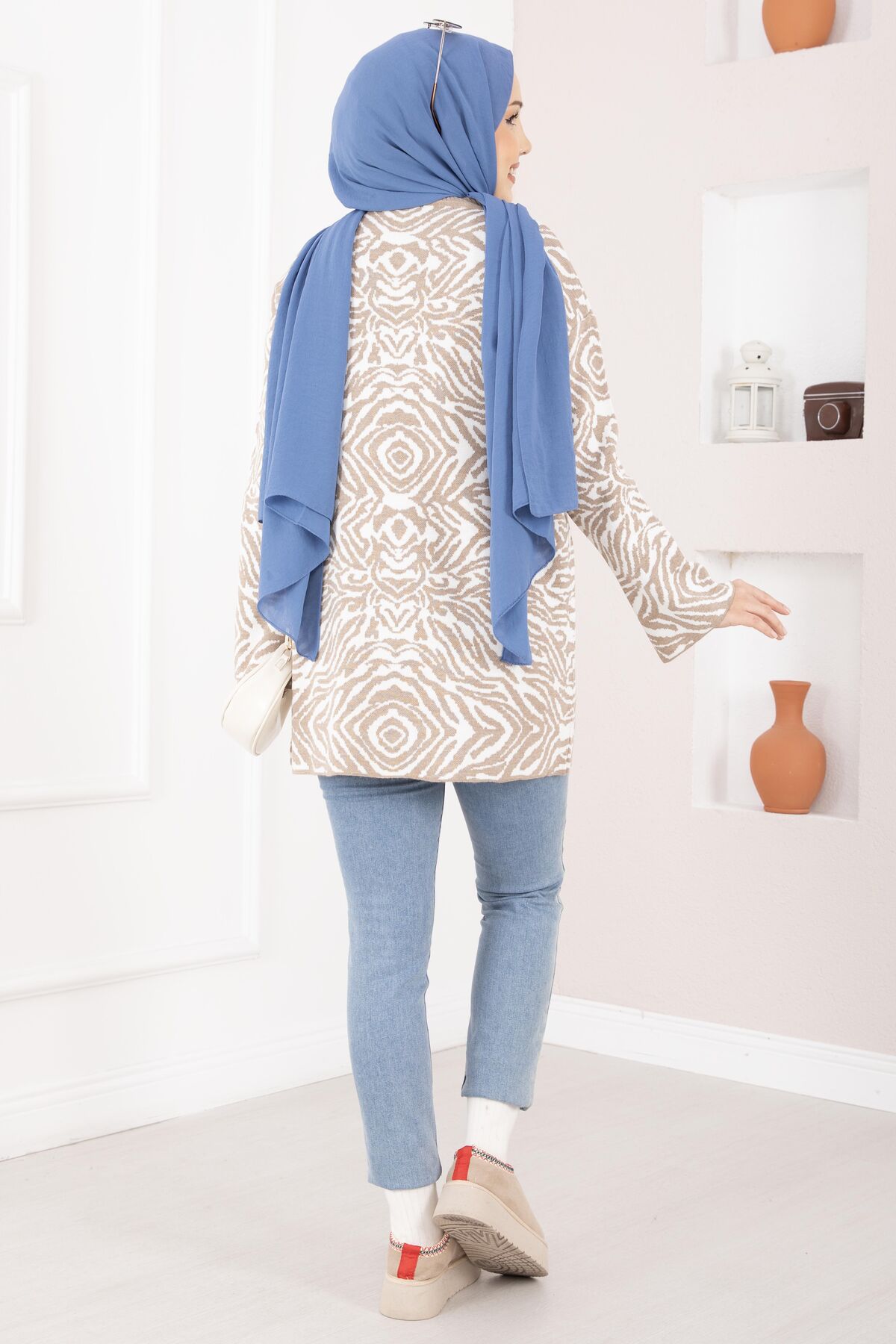 Zebra Print Knitted Sweater Mink - Image 5