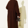Zigzag Textured Knit Long Cardigan Dark Brown – Image 3
