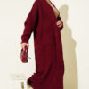 Zigzag Textured Knit Long Cardigan Burgundy