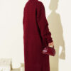 Zigzag Textured Knit Long Cardigan Burgundy – Image 3