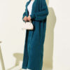 Zigzag Textured Knit Long Cardigan Petrol – Image 2