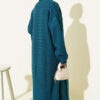 Zigzag Textured Knit Long Cardigan Petrol – Image 3