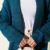 Zigzag Textured Knit Long Cardigan Petrol – Image 4