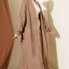 Zigzag Textured Knit Long Cardigan Mink