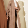 ⁦Zigzag Textured Knit Long Cardigan Mink⁩ - الصورة ⁦2⁩