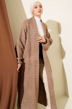Alternative view of Zigzag Textured Knit Long Cardigan Mink