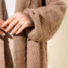 ⁦Zigzag Textured Knit Long Cardigan Mink⁩ - الصورة ⁦4⁩