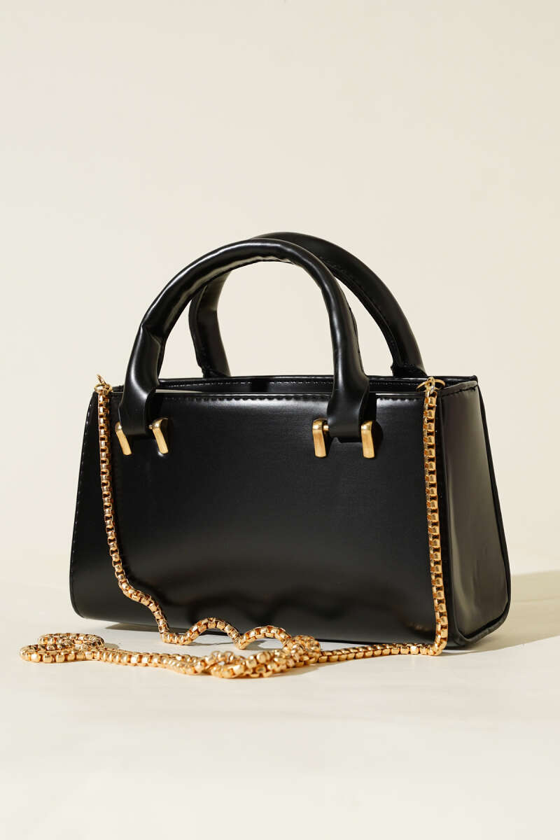 Chain Strap Magnetic Bag Black