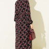 Buttoned Chiffon Dress with Chain Pattern Burgundy - Imagen 3
