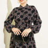 Buttoned Chiffon Dress with Chain Pattern Rose Dust - Afbeelding 2