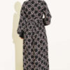 Buttoned Chiffon Dress with Chain Pattern Rose Dust - Afbeelding 3