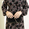 Buttoned Chiffon Dress with Chain Pattern Rose Dust - Afbeelding 4