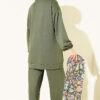 Chain-Detailed Zip-Up French Terry Two-Piece Set Khaki - Imagen 3