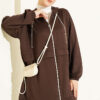 Chain-Detailed Zip-Up French Terry Two-Piece Set Brown - immagine 2