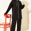 Chain-Detailed Zip-Up French Terry Two-Piece Set Black - immagine 2
